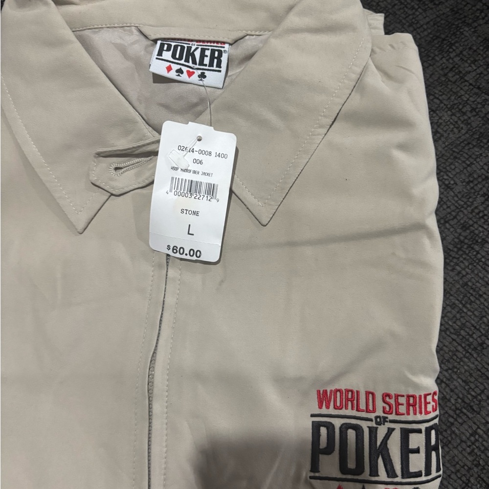 NWT lightweight World Series of Poker Beige spring Jacket size Medium